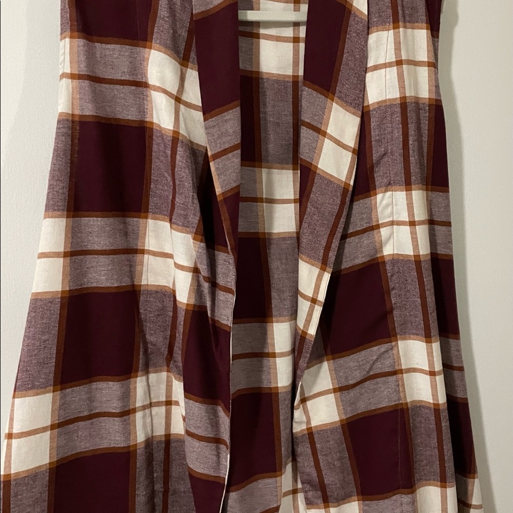 Cato plaid cotton vest or sleeveless shrug with belt
